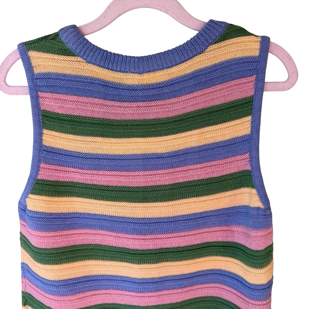 ICHI Striped Scandi Pastel Sleeveless Knit Top Size XS Casual Spring Summer - Picture 11 of 12